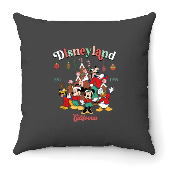 Vintage Christmas Disneyland Est 1995 Throw Pillows