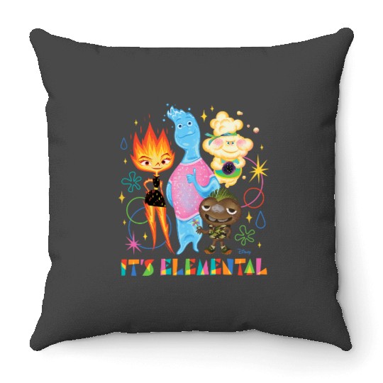 Disney Pixar It's Elemental Throw Pillows, Elemental Ember And Wade Throw Pillows
