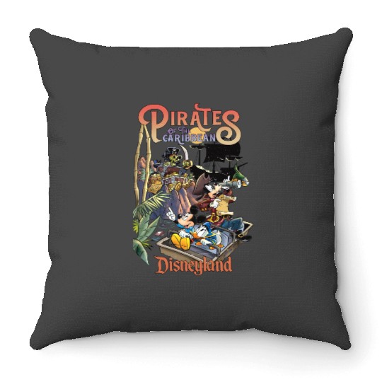 Vintage Pirates Of The Caribbean Throw Pillows, Mickey and Friends, Disneyland Throw Pillows, Mickey Caribbean Throw Pillows, Disneyland Throw Pillows