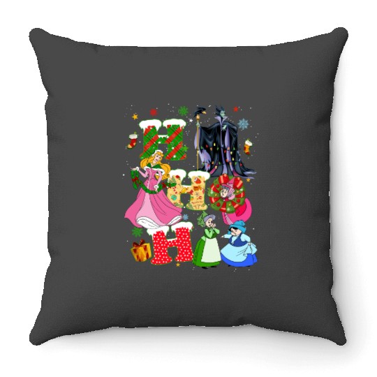 Disney Sleeping Beauty Christmas Vintage Throw Pillows, Princess Aurora HoHoHo Christmas Throw Pillows