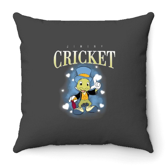 Retro Disney Jiminy Cricket 90s Portrait Throw Pillows, Disney Pinocchio