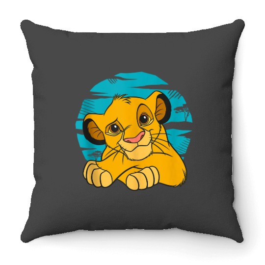 Disney The Lion King Young Simba Resting Blue 90s Throw Pillows