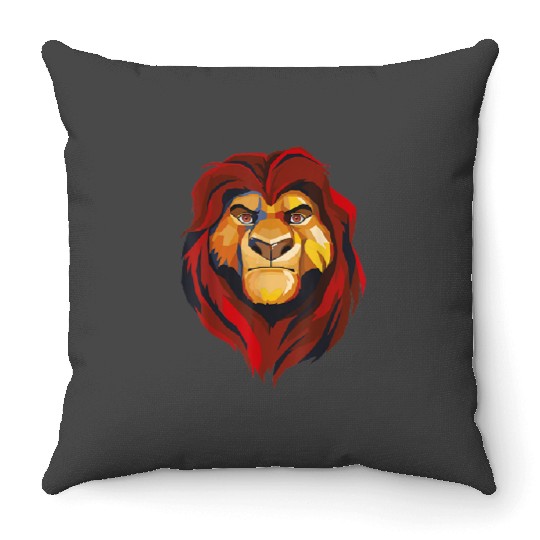 Disney Lion King Low Poly Mufasa Portrait Throw Pillows