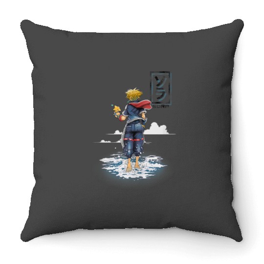 Disney Kingdom Hearts Sora Walking On Water Big Chest Poster Throw Pillows