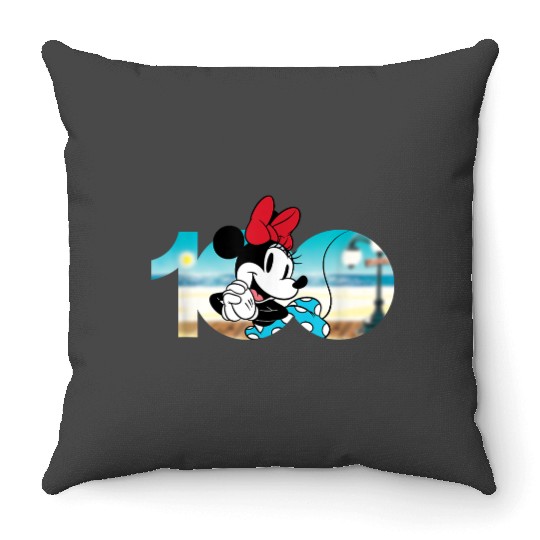 Disney 100 Anniversary Minnie Mouse D100 Logo Throw Pillows