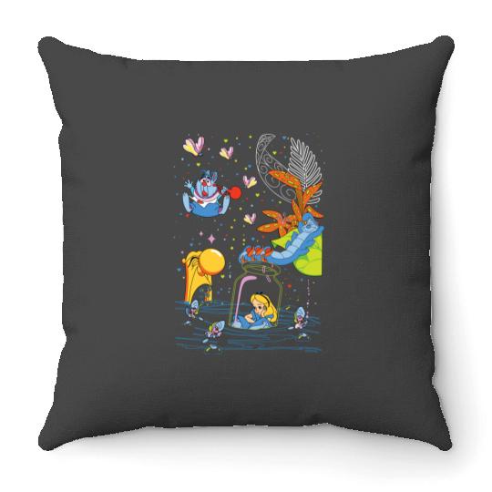 Discover Disney Alice In Wonderland Bottle Adventure Valentines Day Throw Pillows