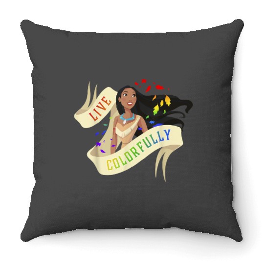 Disney Pocahontas Rainbow Live Colorfully Portrait Throw Pillows
