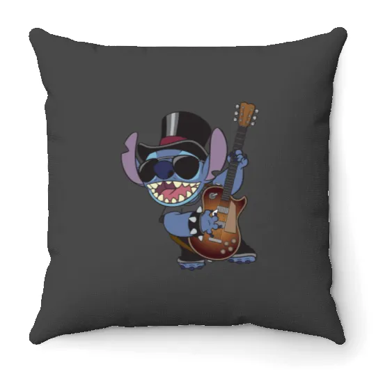 Disney Lilo Stitch Rock Star Playing Big Chest Portrait Throw Pillows