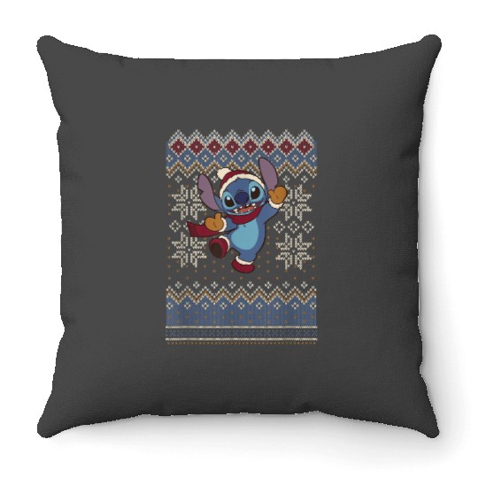 Discover Disney Lilo Stitch Christmas Stitch Ugly Sweater Style Throw Pillows