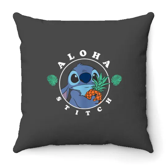 Disney Lilo Stitch Aloha Cute Stitch Tropical Chest Shot Throw Pillows