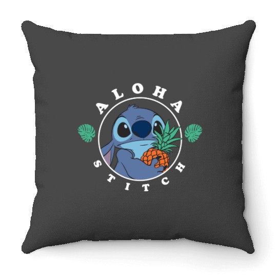 Disney Lilo Stitch Aloha Cute Stitch Tropical Chest Shot Throw Pillows