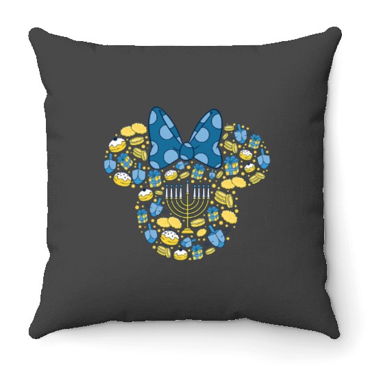 Disney Minnie Mouse Icon Hanukkah Chanukah Dreidel Menorah Throw Pillows