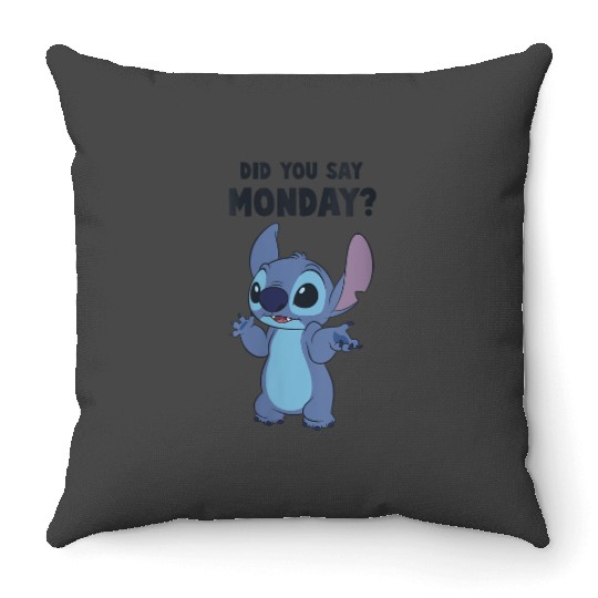 Womens Disney Lilo Stitch Did You Say Monday Big Chest Portrait Throw Pillows