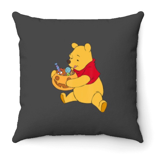 disney winnie the pooh halloween trick or treat logo t Throw Pillows