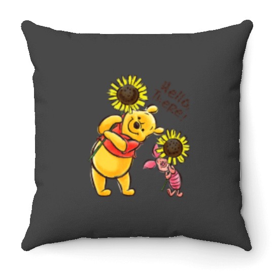 disney winnie the pooh piglet hello there sunflowers t Throw Pillows