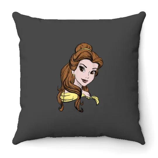 Disney Beauty & The Beast Belle Ballgown Portrai Throw Pillows