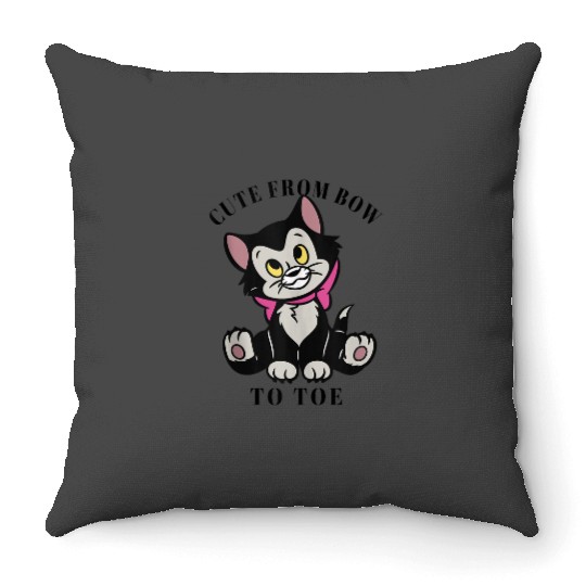 Disney Pinocchio Figaro Cute From Bow To Toe 7541 Throw Pillows