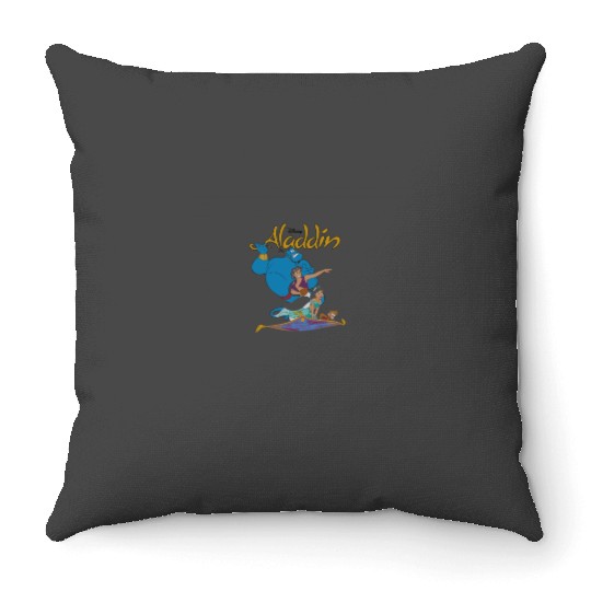 Disney Aladdin Vintage Group Shot Logo 9144 Throw Pillows