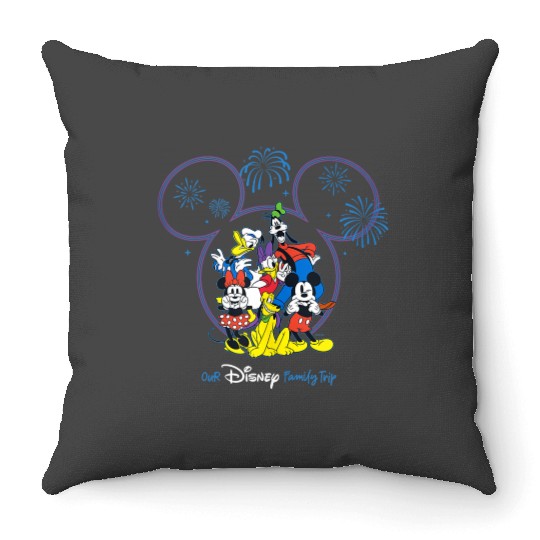 Disneyss Mickey And Friends Fireworks Our Disneyss Family Trip Throw Pillows