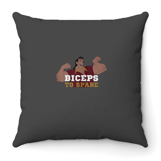 Disney Beauty The Beast Gaston Flexing Biceps To Spare Throw Pillows