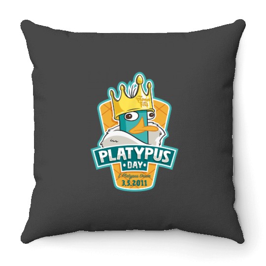 Disney Phineas And Ferb Platypus Day King Perry Portrait Throw Pillows