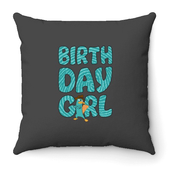 Disney Phineas And Ferb Birthday Girl Perry The Platypus Throw Pillows