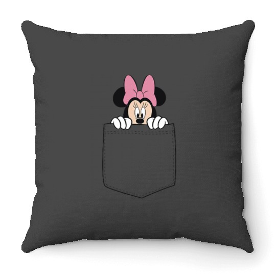Black Disney Minnie Mouse Classic Fit  - Crew Neck Throw Pillows