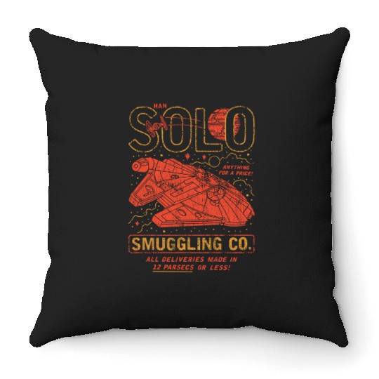Vintage Disney Star Wars  Throw Pillows, Millenium Falcon, Star Wars Han Solo Smuggling Co Throw Pillows