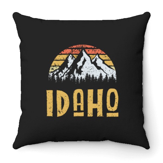 Vintage Retro Id Idaho Us Mountain State Throw Pillows