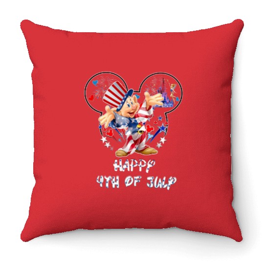Dopey Dwarf Mickey Head Disney Happy July 4th Fireworks Throw Pillows