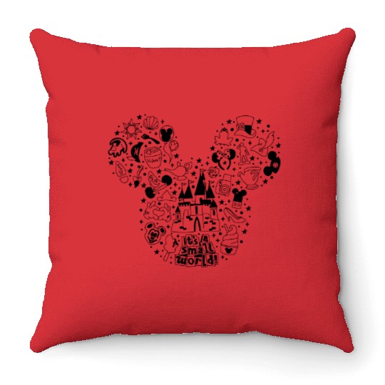 Mickey doodle Throw Pillows, Disney Throw Pillows for women, Disneyworld Throw Pillows, vacation Throw Pillows, unisex fit, its a small world design