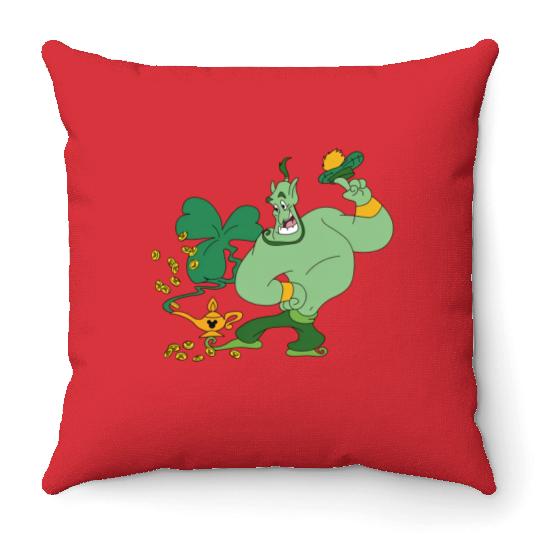 Genie Aladdin with Shamrock Throw Pillows, Disney St Patrick's Day Throw Pillows