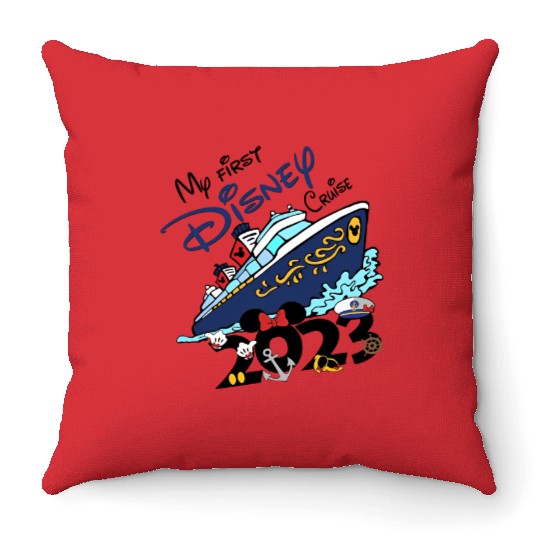 My First Disney Cruise 2023 Throw Pillows, Unisex Disney Cruise Throw Pillows