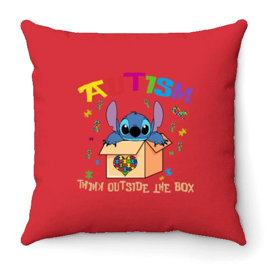 Autism Throw Pillows, Autism Stitch Throw Pillows, Puzzle Pieces, Disney Stitch Throw Pillows