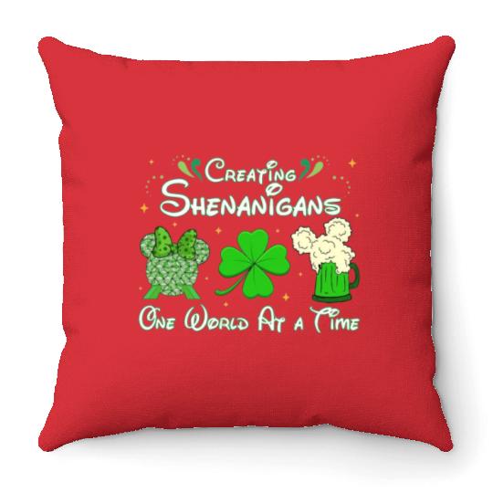 St Patricks Day Disney Epcot Throw Pillows, Creating Shenanigans St Patricks Day Throw Pillows