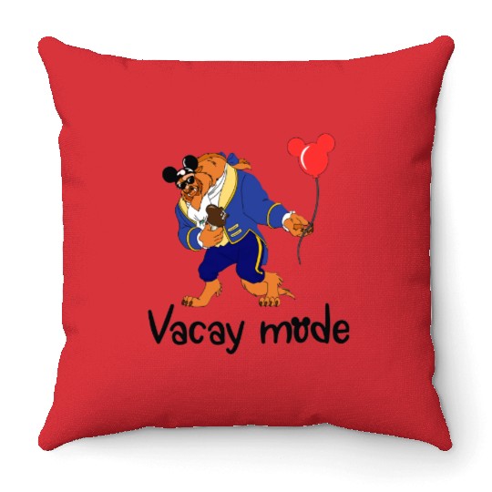 Funny Disney Beast Vacay Mode Throw Pillows, Beauty and the Beast Throw Pillows