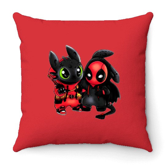 Disney Toothless and Deadpool Costume Friends Throw Pillows
