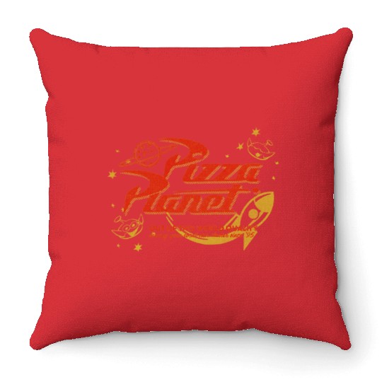 Disney Toy Story Vintage Pizza Planet Logo Throw Pillows
