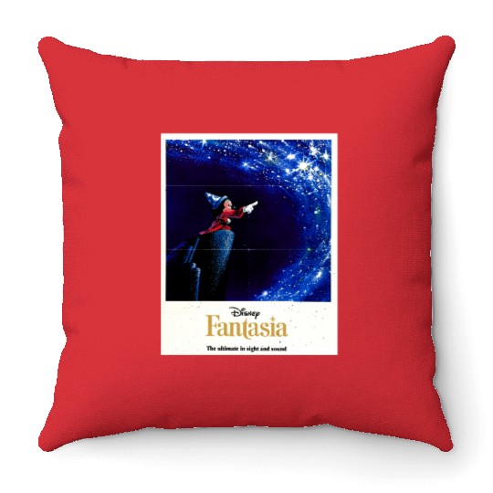 Disney Mickey Mouse Fantasia Retro Poster Throw Pillows
