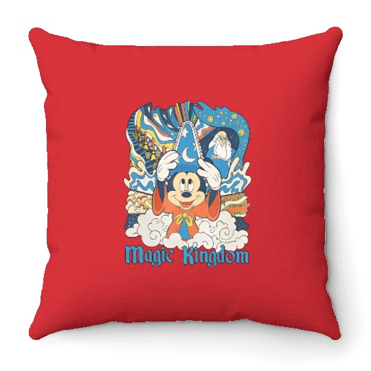 Disney Fantasia Sorcerer Mickey Mouse Throw Pillows, Magic Wizard Throw Pillows