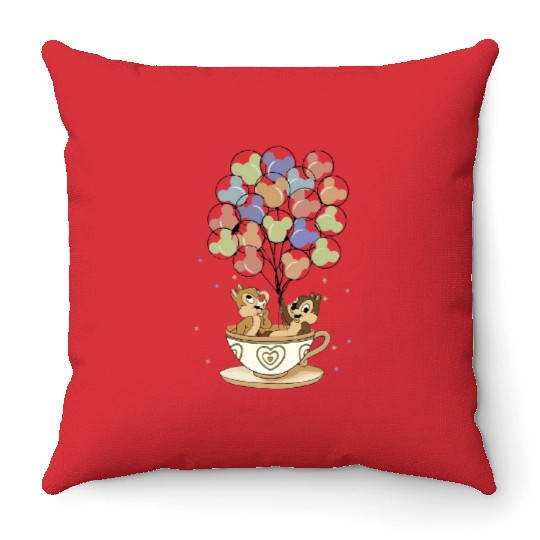 Disney Chip And Dale Teacup Balloons Throw Pillows, Double Trouble Throw Pillows