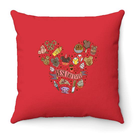 B.est Day Ever Throw Pillows, Disney Trip Throw Pillows, Cute Disney For The Snacks Throw Pillows