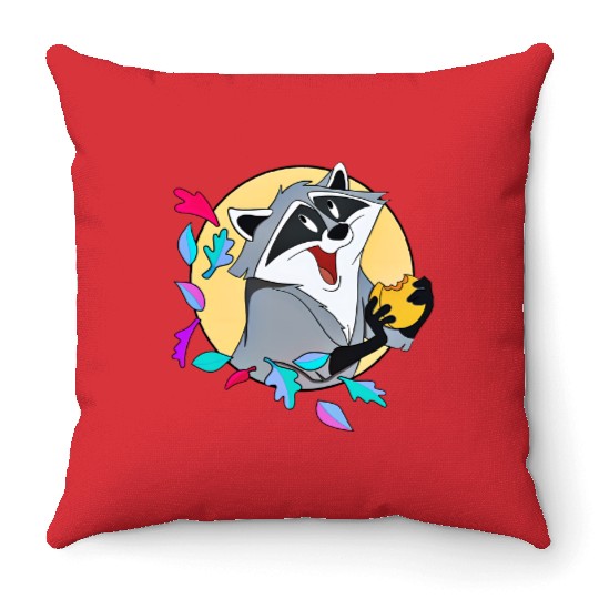 Disney Pocahontas Cute Meeko With Biscuits Retro Throw Pillows