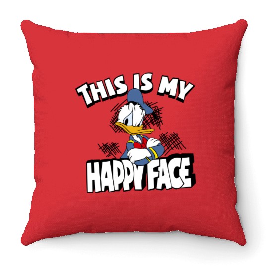 Disney Donald Duck Throw Pillows, This Is My Happy Face Throw Pillows