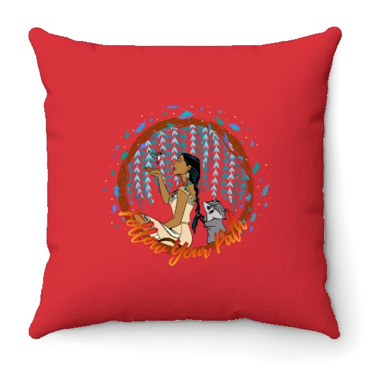 Disney Pocahontas Follow Your Path Circle Text Throw Pillows