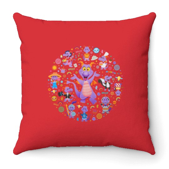 Disney Epcot Figment Throw Pillows, Epcot Figment Throw Pillows, Floral Epcot Throw Pillows