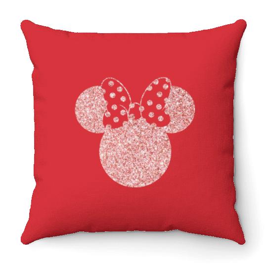 Disney Throw Pillows, Disney Ear Throw Pillows, Glitter Rose Gold Minnie