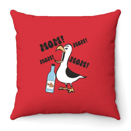 Nemo Seagull Mom Throw Pillows, Disney Finding Nemo Throw Pillows, Funny Nemo Throw Pillows, Disney Mom Throw Pillows