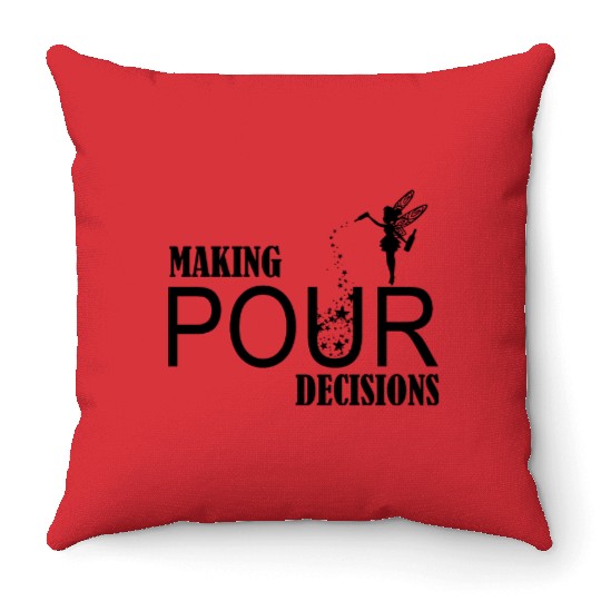Making Pour Decision Throw Pillows, Funny Disney Beer Throw Pillows, Drinking Around The World Throw Pillows