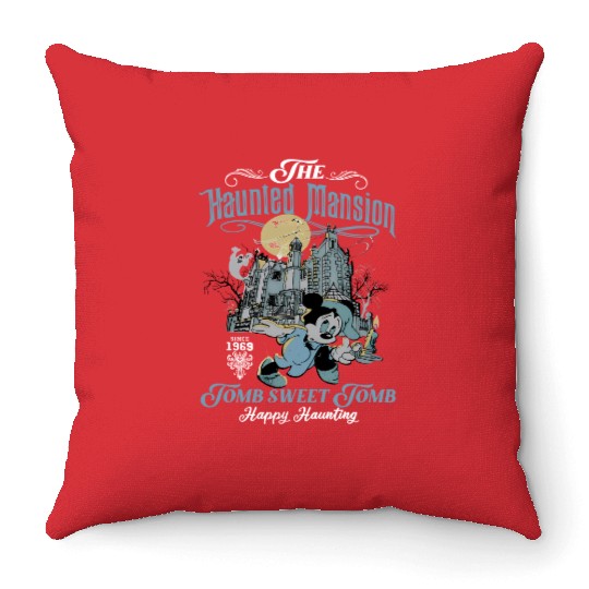 The Haunted Mansion Retro Throw Pillows, Vintage Disney Ride Throw Pillows